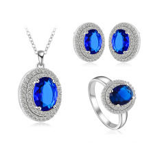 Azul safira de cor casamento conjuntos de jóias (cst0027-b)